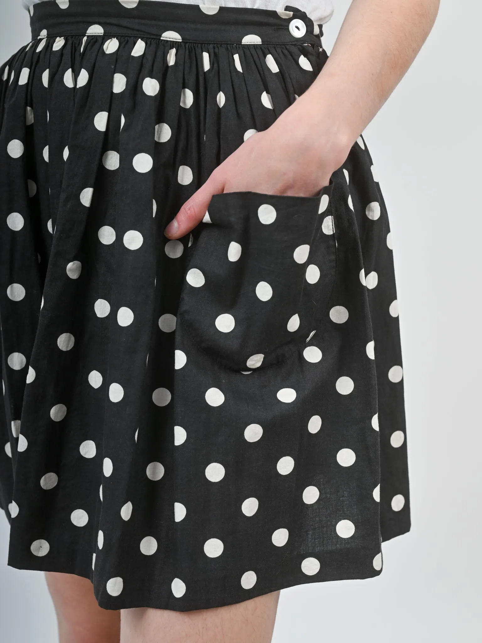 1960s Cotton Black and White Polka Dot Mini Skirt