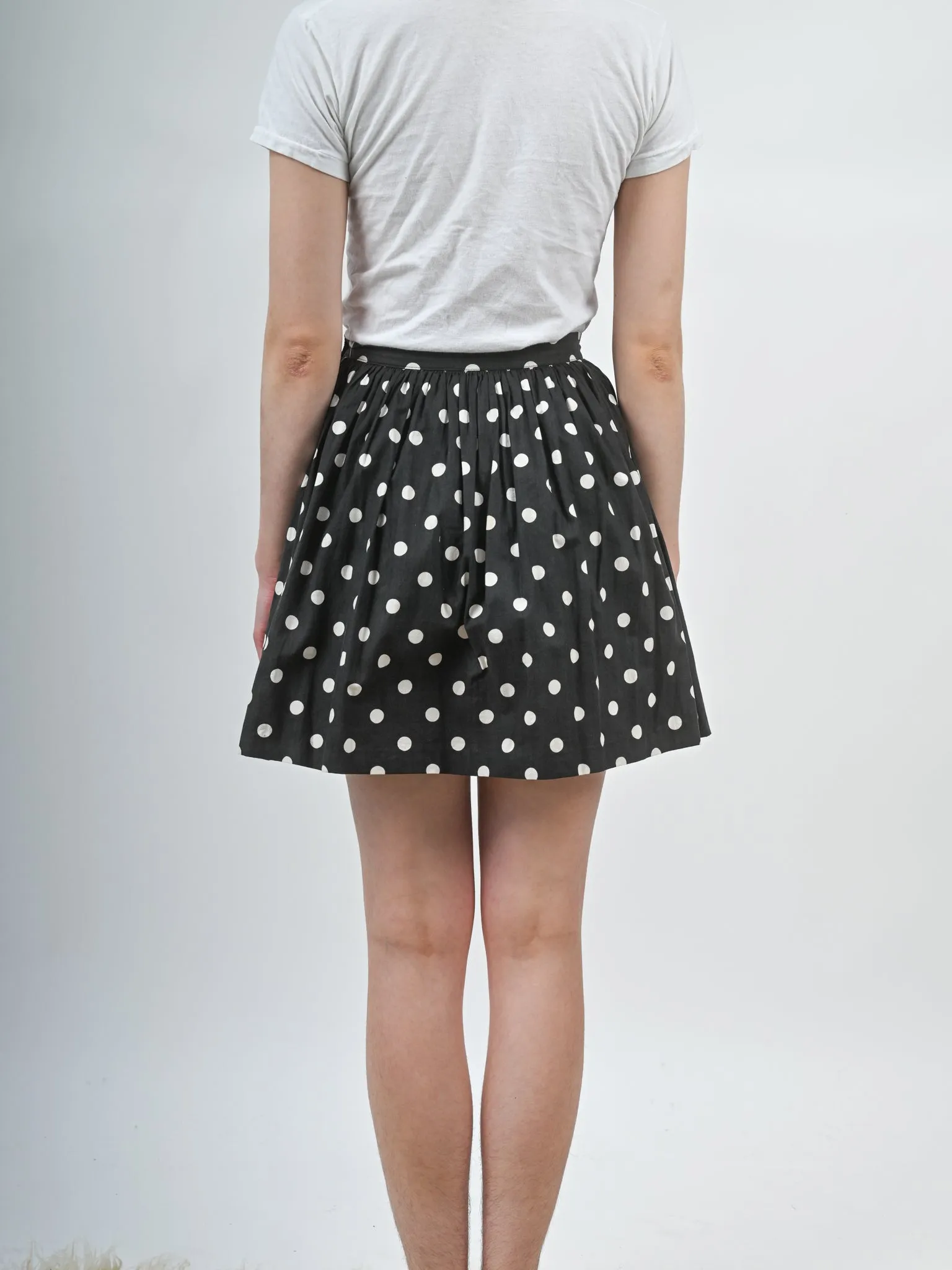 1960s Cotton Black and White Polka Dot Mini Skirt