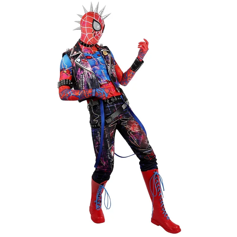 2023 Spider-Punk Bodysuit Spiderman Hobart Brown Cosplay Suit with Spiderman Jacket BEcostume