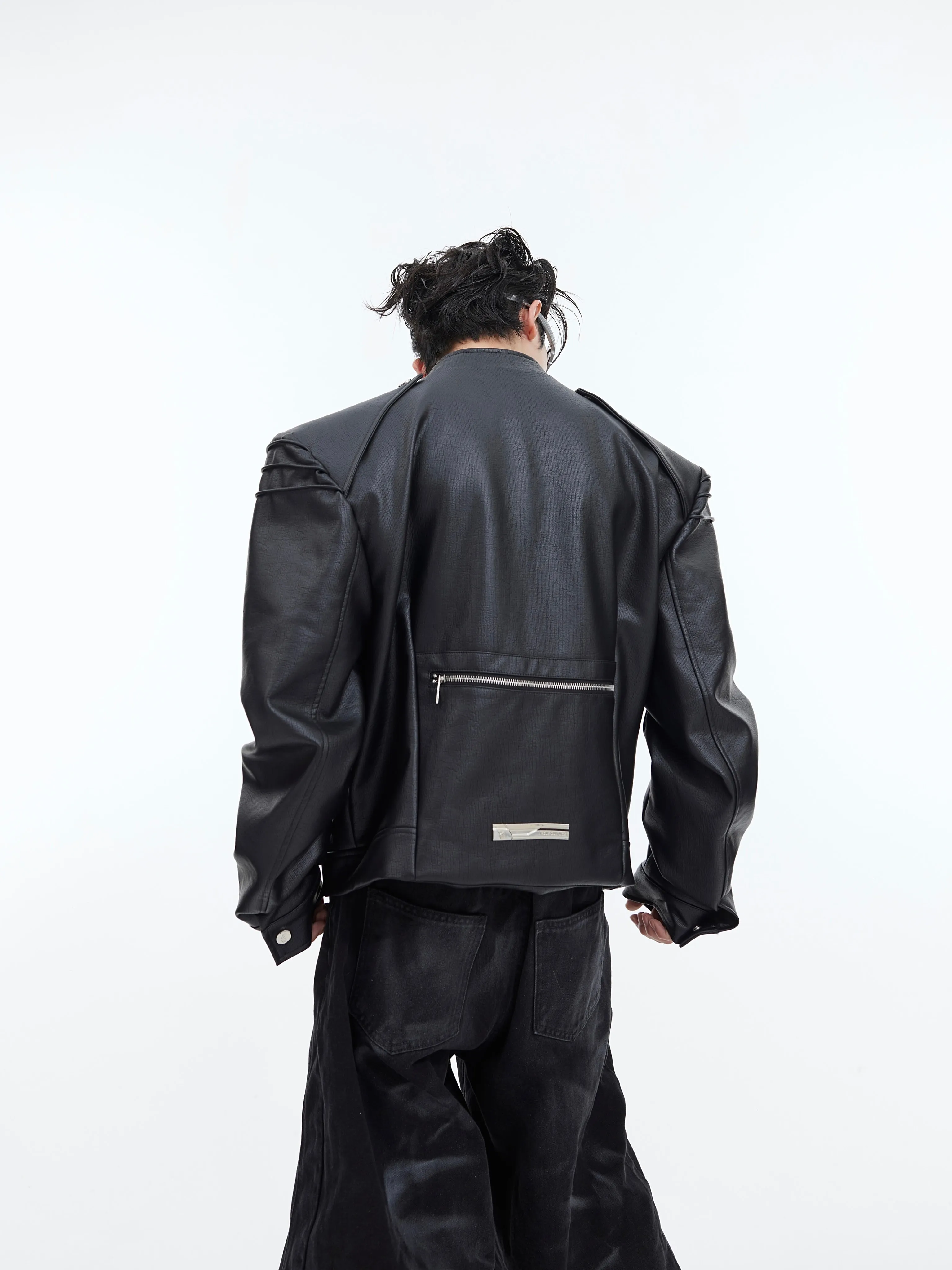 【24s Oct.】Deconstructed Double Zip PU Leather Jacket