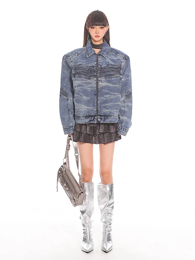 【24s Sep.】Heavy Pleated Loose Denim Jacket