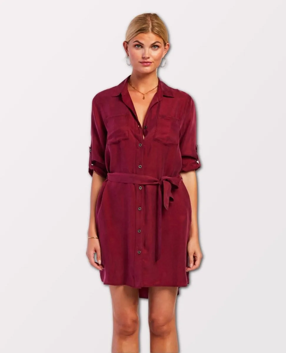 Anita Shirt Dress Burgundy