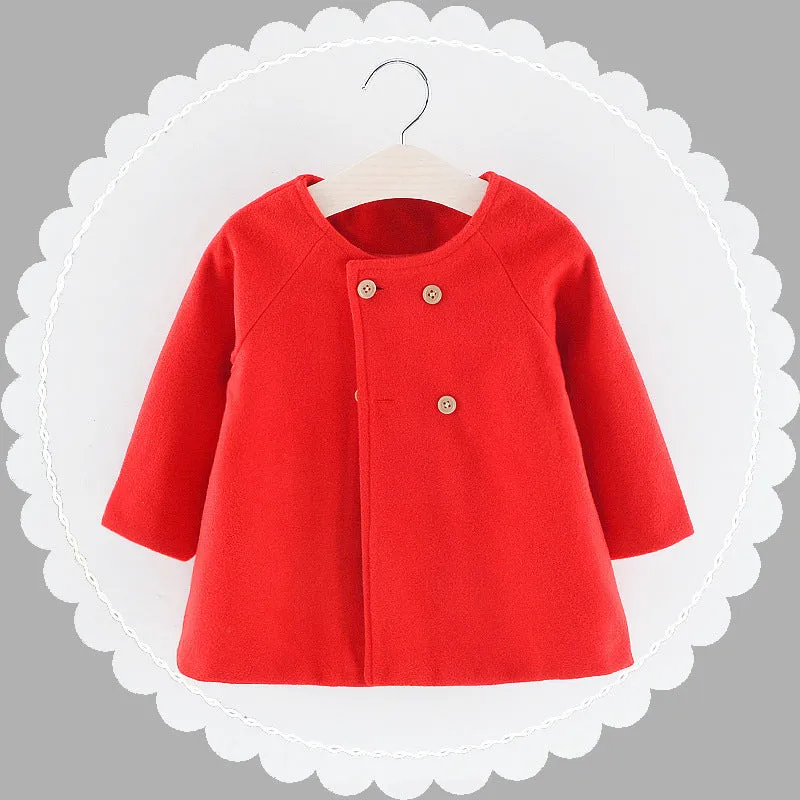 Autumn and winter new round neck long sleeve coat children's Cape overcoat