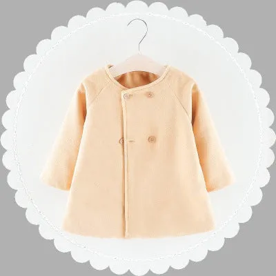 Autumn and winter new round neck long sleeve coat children's Cape overcoat