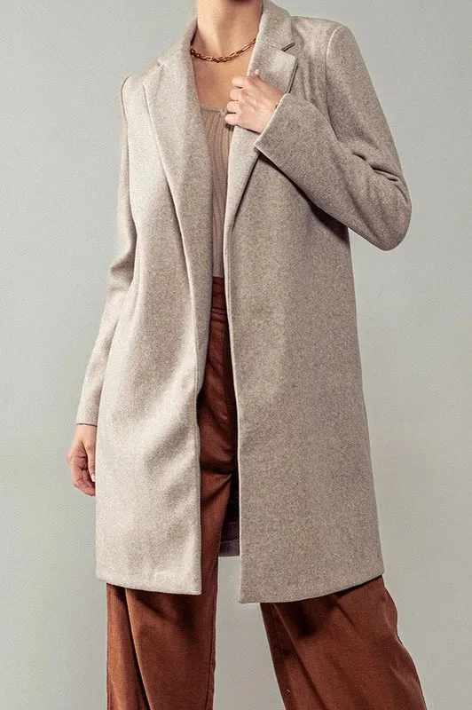 Basic Knit Coat Jacket OATMEAL