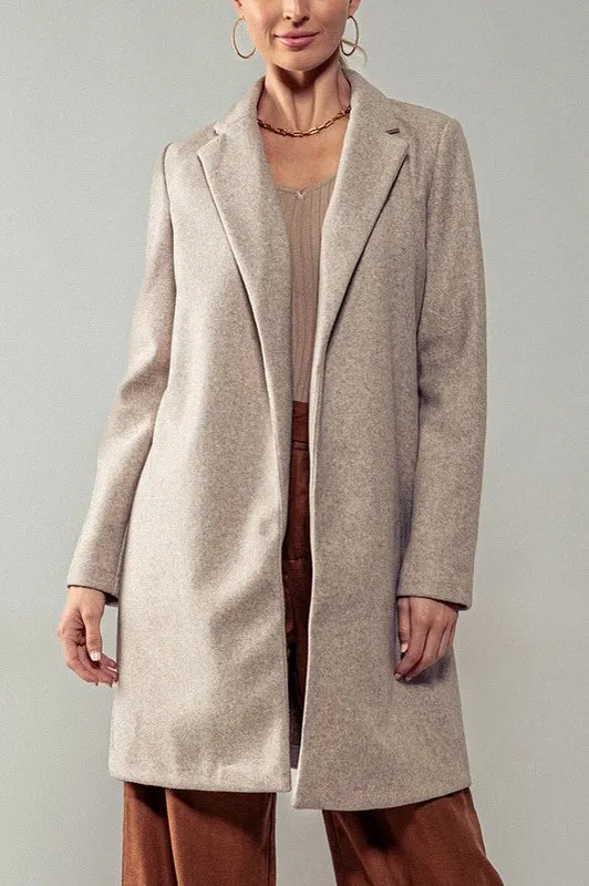 Basic Knit Coat Jacket OATMEAL