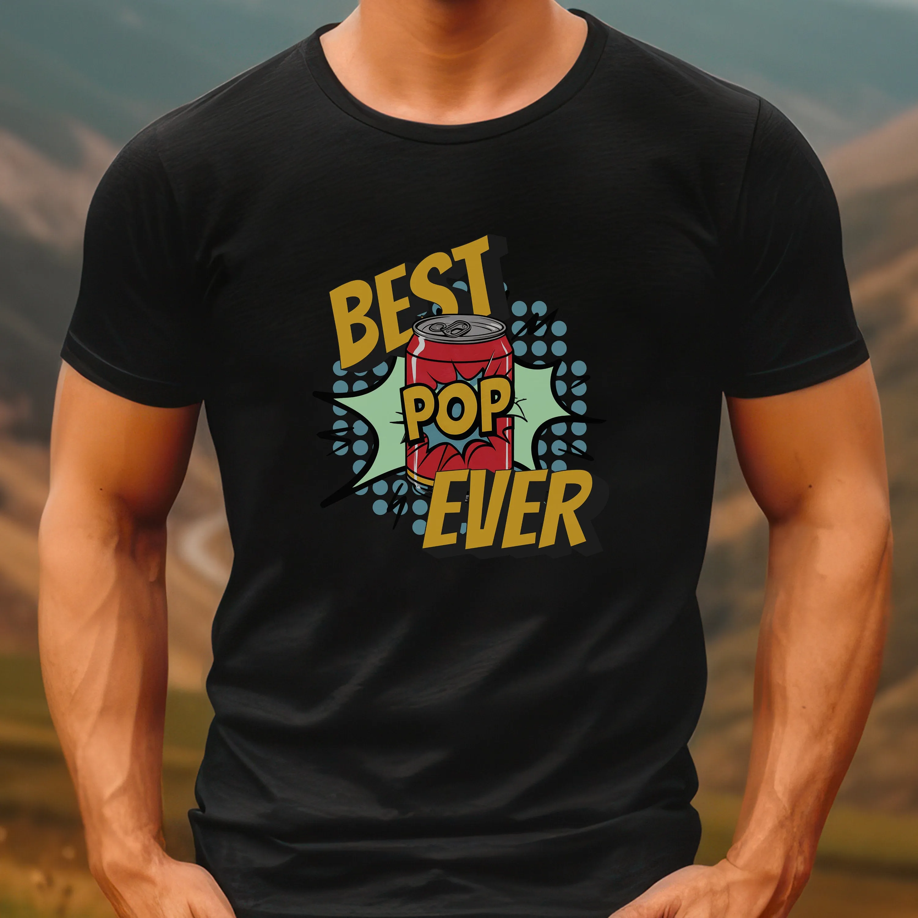 Best Pop Ever Soda Can Graphic T-Shirt, Funny Pun, Unique Gift for Dad, Colorful Pop Art Tee, Father's Day Gift