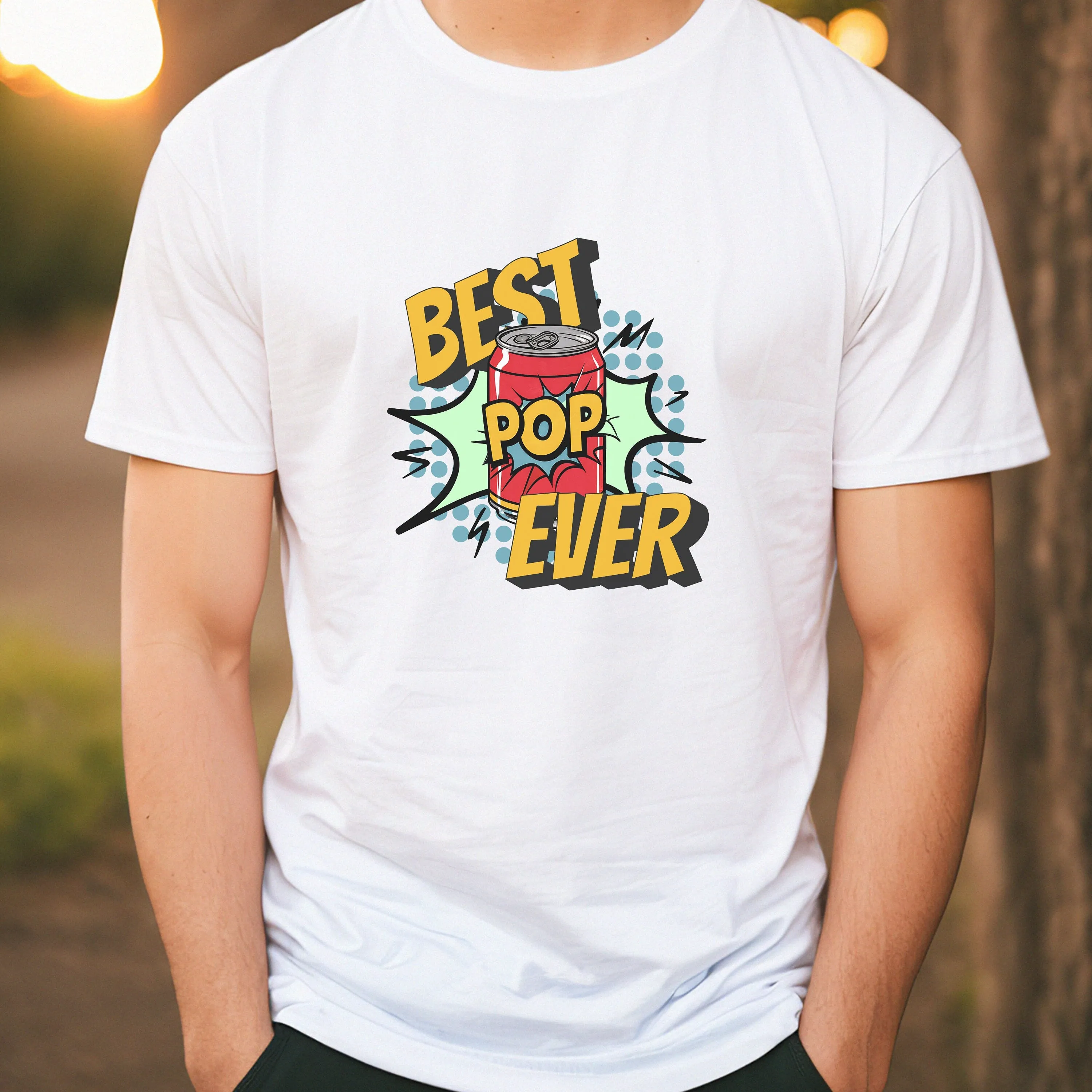 Best Pop Ever Soda Can Graphic T-Shirt, Funny Pun, Unique Gift for Dad, Colorful Pop Art Tee, Father's Day Gift