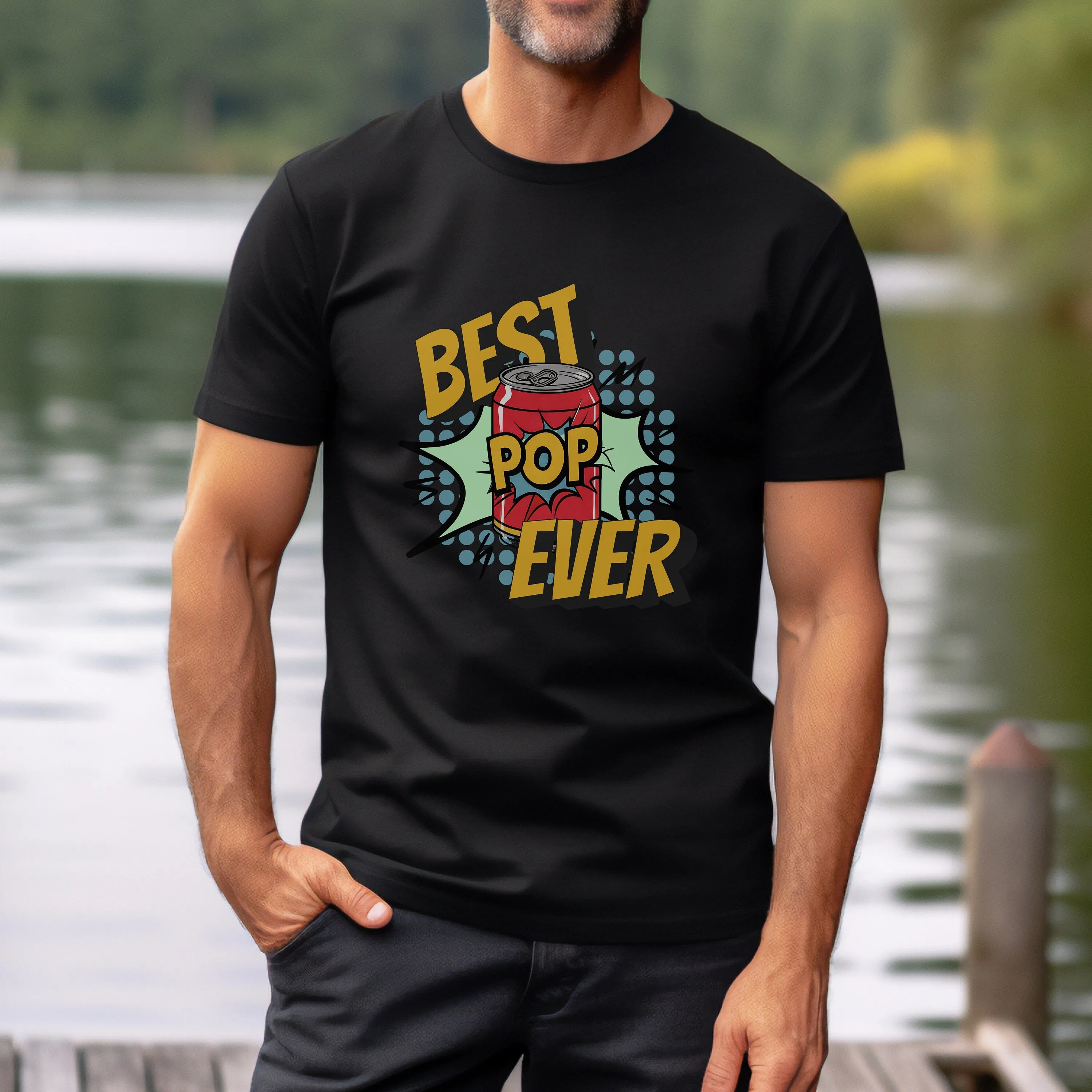 Best Pop Ever Soda Can Graphic T-Shirt, Funny Pun, Unique Gift for Dad, Colorful Pop Art Tee, Father's Day Gift