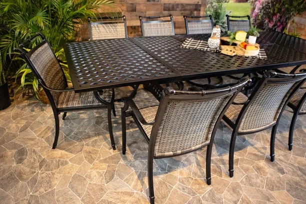 BIMINI 11 PIECE DINING SET - 60" x 84" Weave Dining Table and 10 Chairs