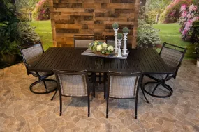 BIMINI 7 PIECE DINING SET - 46" x 93" Stone Harbor Dining Table, 4 Chairs and 2 Swivel Chairs