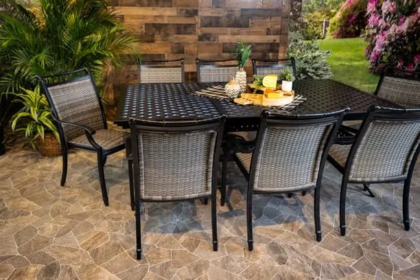 BIMINI 9 PIECE DINING SET - 46" x 86" Weave Dining Table and 8 Chairs