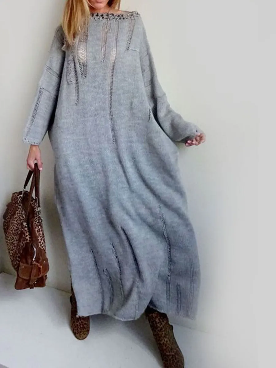 Boho Style Knitted Sweater Casual Dress