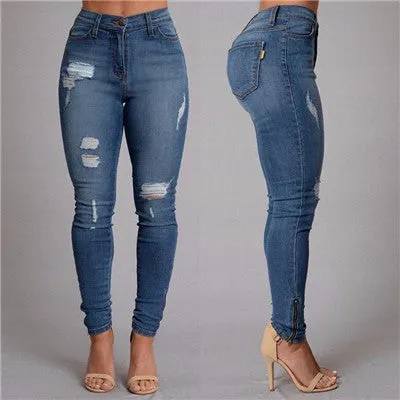 Button Fly Ripped High Waist Boyfriend Jeans