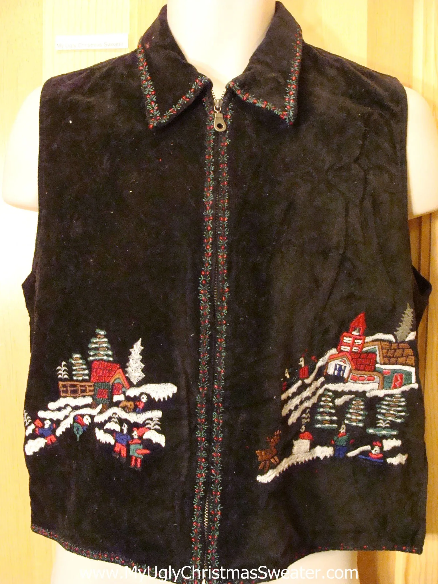 Cheap Ugly Christmas Sweater Party Black Vest