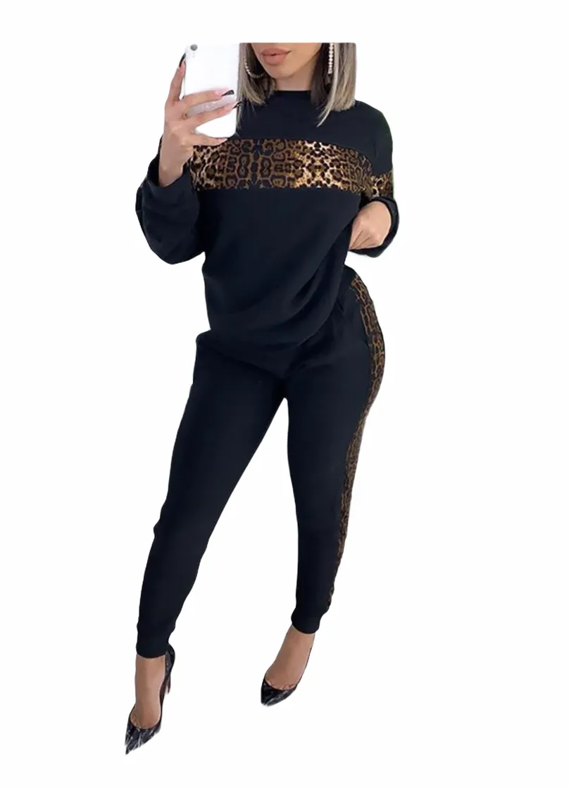 Cheetah Print Top & High Waist Pants Set