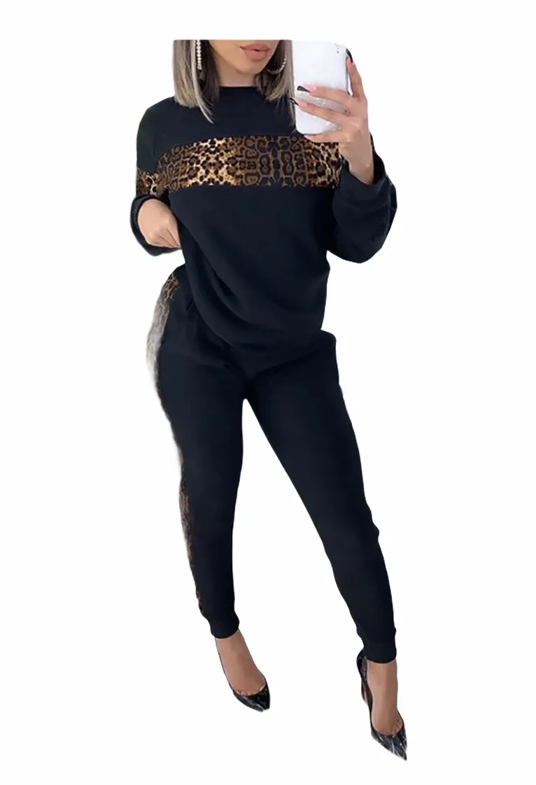 Cheetah Print Top & High Waist Pants Set