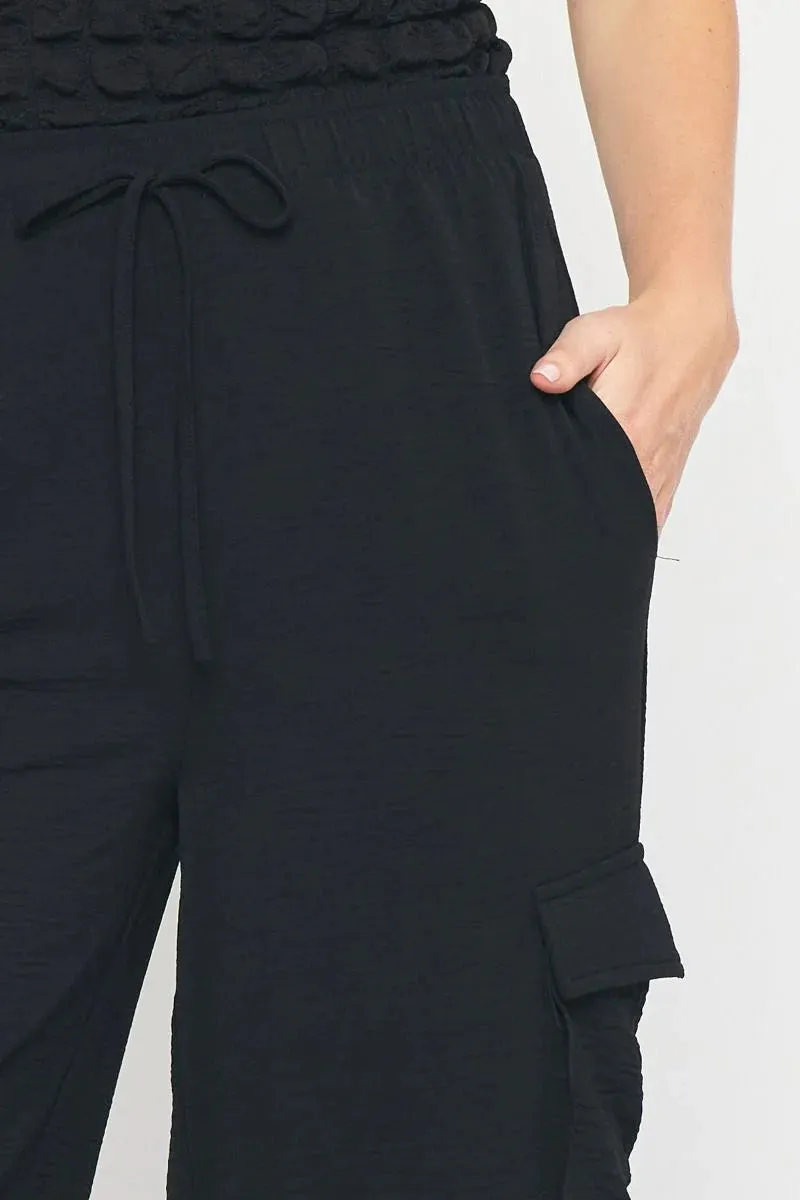 Chic Comfort Black Cargo Pants