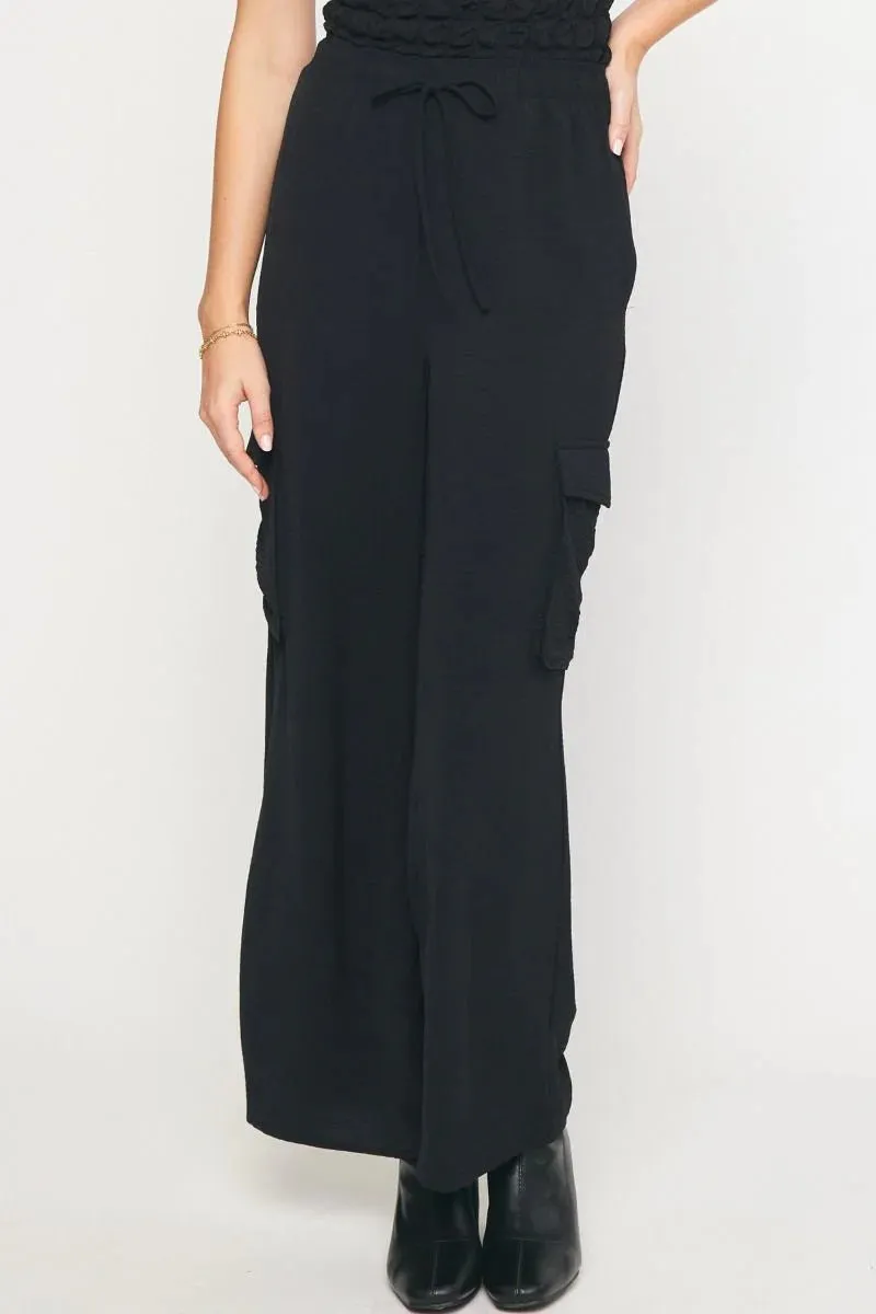 Chic Comfort Black Cargo Pants