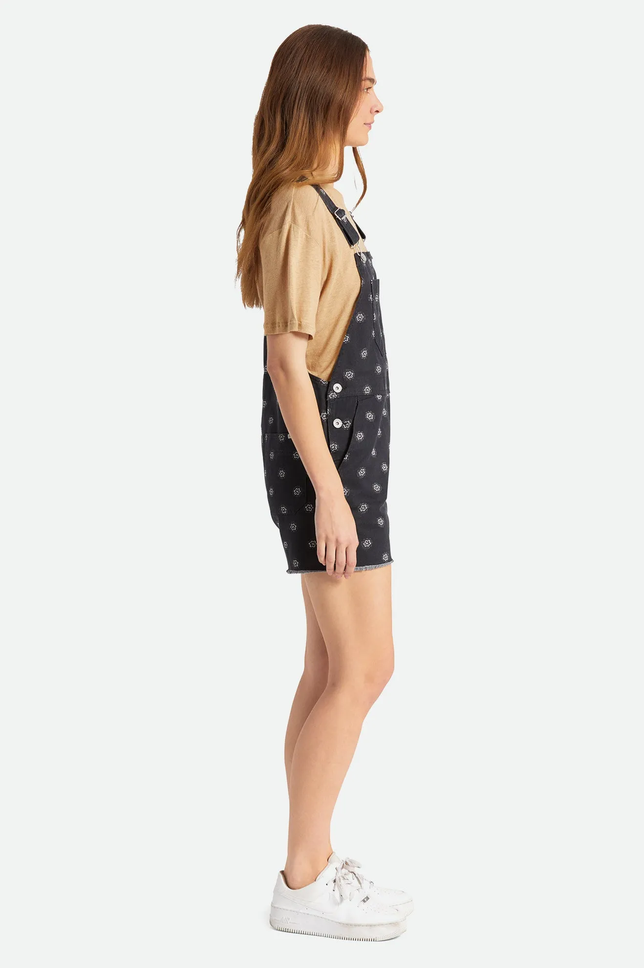 Christina Short Overall - Black Daisy Dot