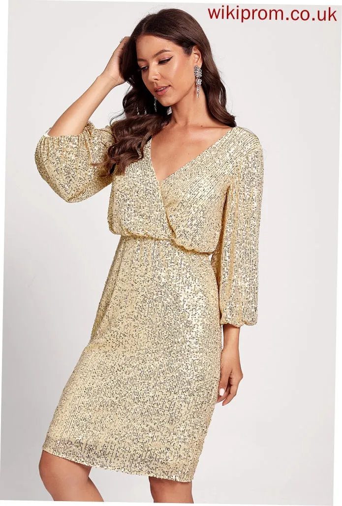 Cocktail Knee-Length Bodycon V-neck Sequined Club Dresses Dress Kendal