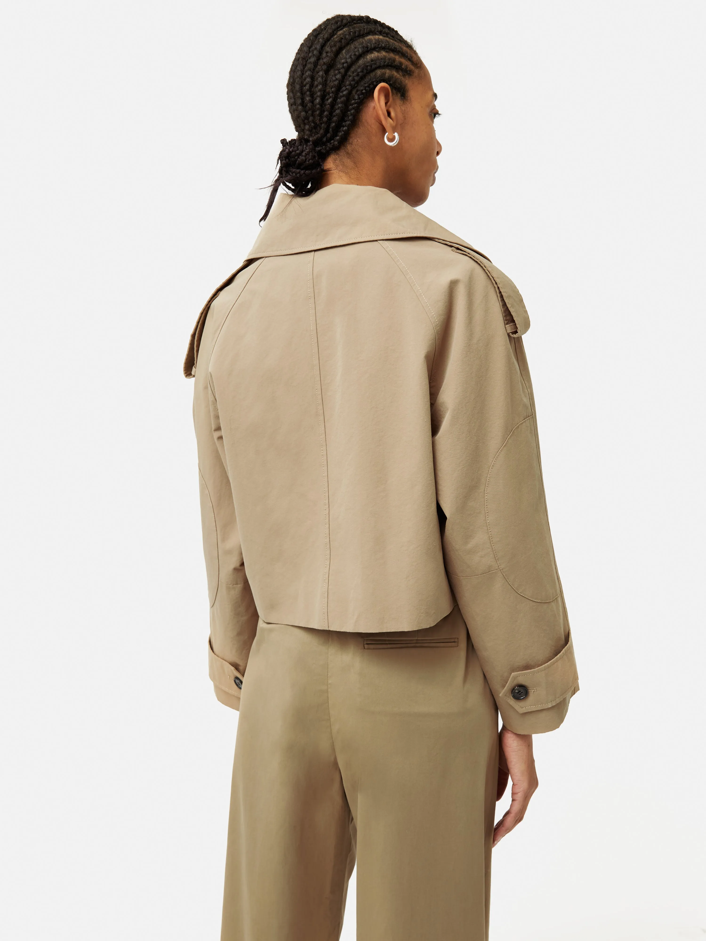 Cropped Cotton Trench Jacket | Stone