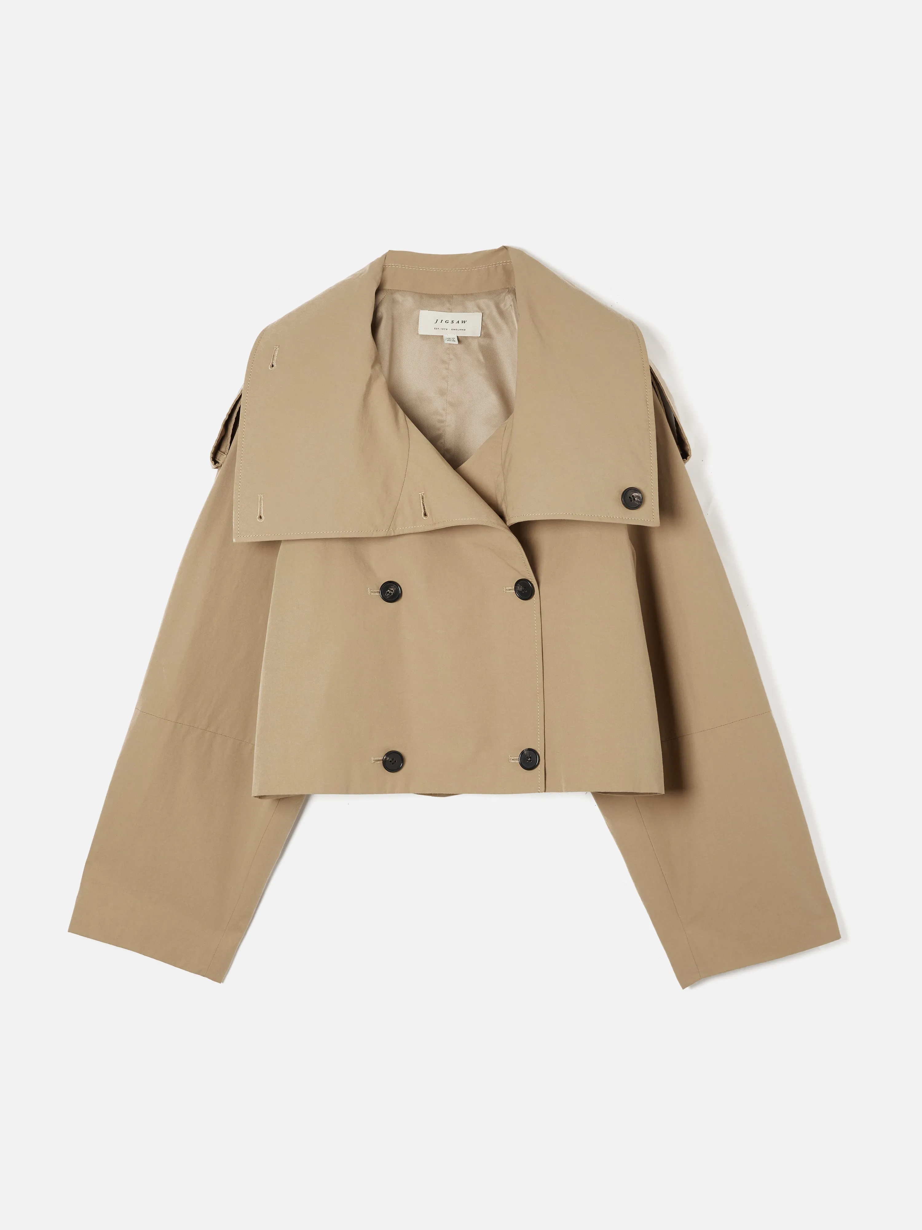 Cropped Cotton Trench Jacket | Stone