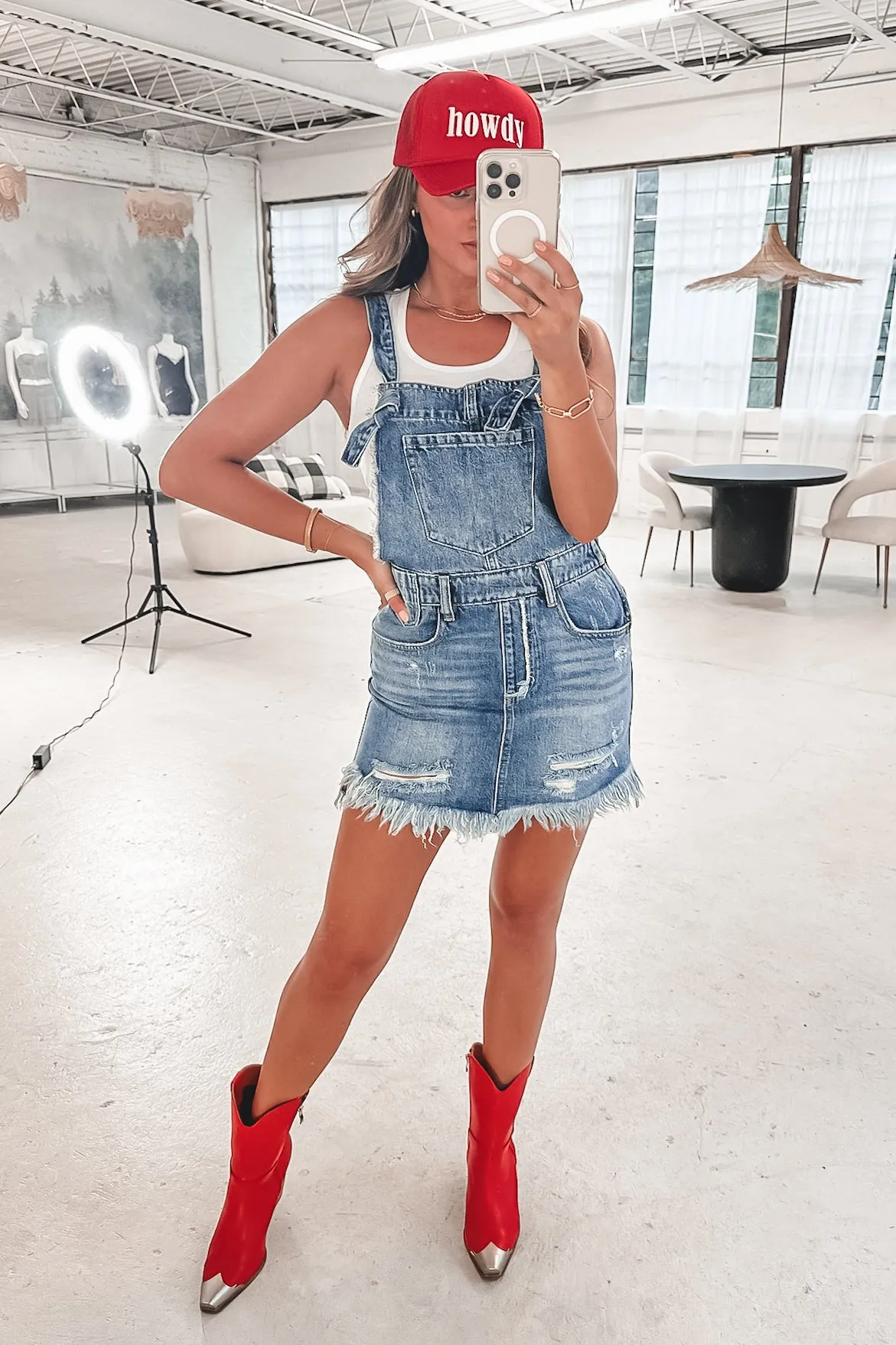 Dance Me Home Denim Overall Dress