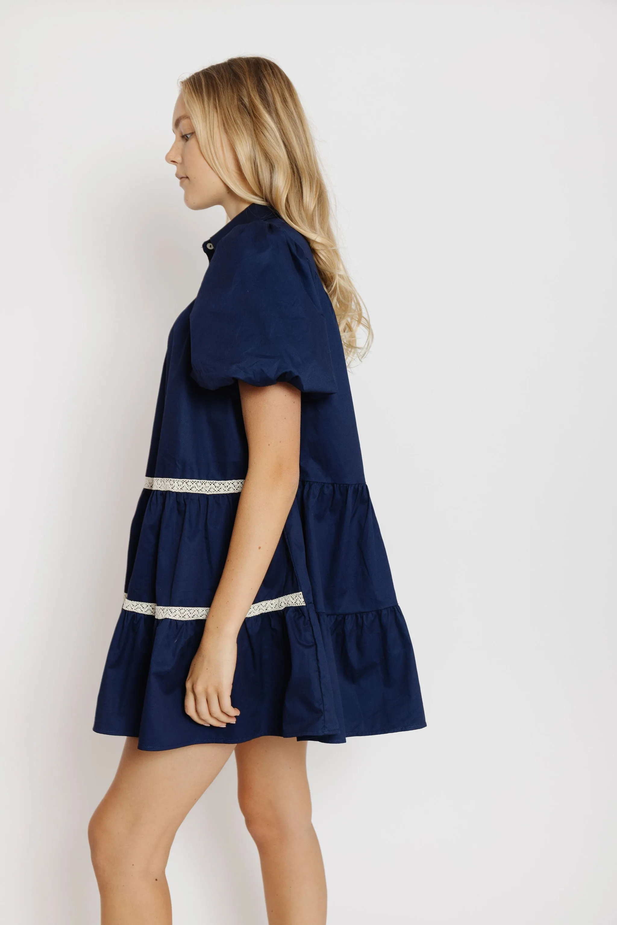 Dotty Dress in Navy