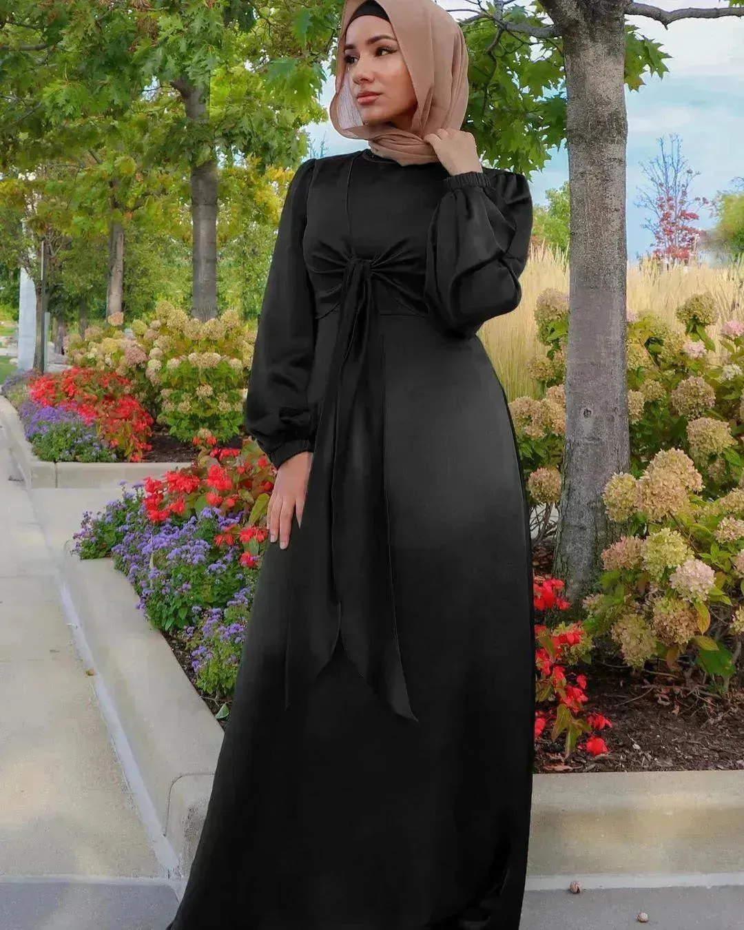 Dubai Middle East Kaftan Abaya Turkey Satin Dress.