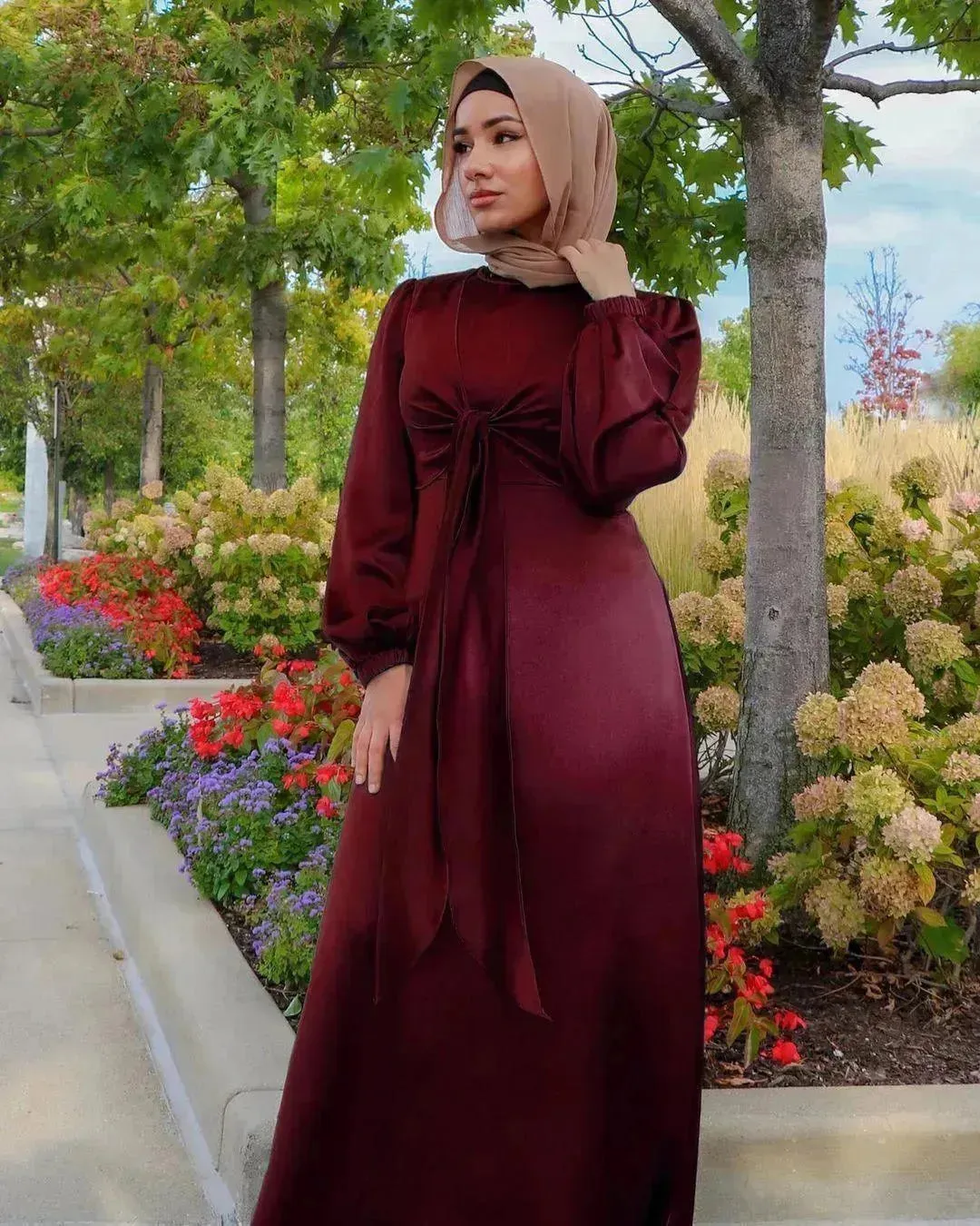 Dubai Middle East Kaftan Abaya Turkey Satin Dress.