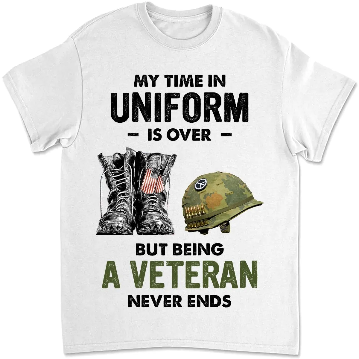 Father's Day - My Time In Uniform Is Over - Personalized T-Shirt