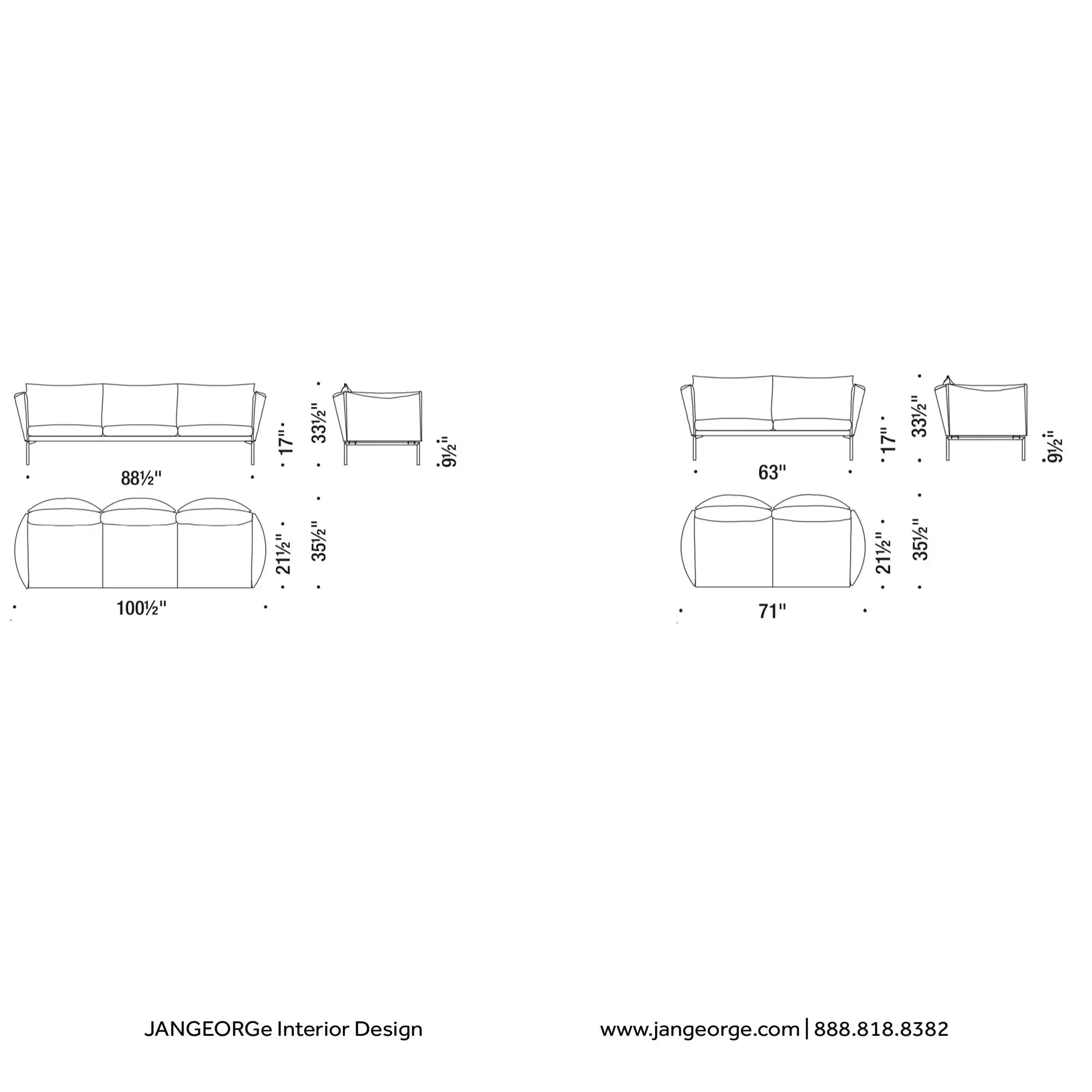 Gentry Extra Light 3 Seater Sofa (927)