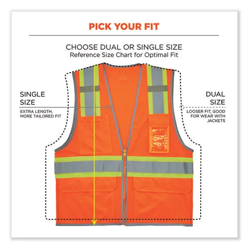 Glowear 8246z-s Single Size Class 2 Two-tone Mesh Vest, Polyester, 2x-large, Orange