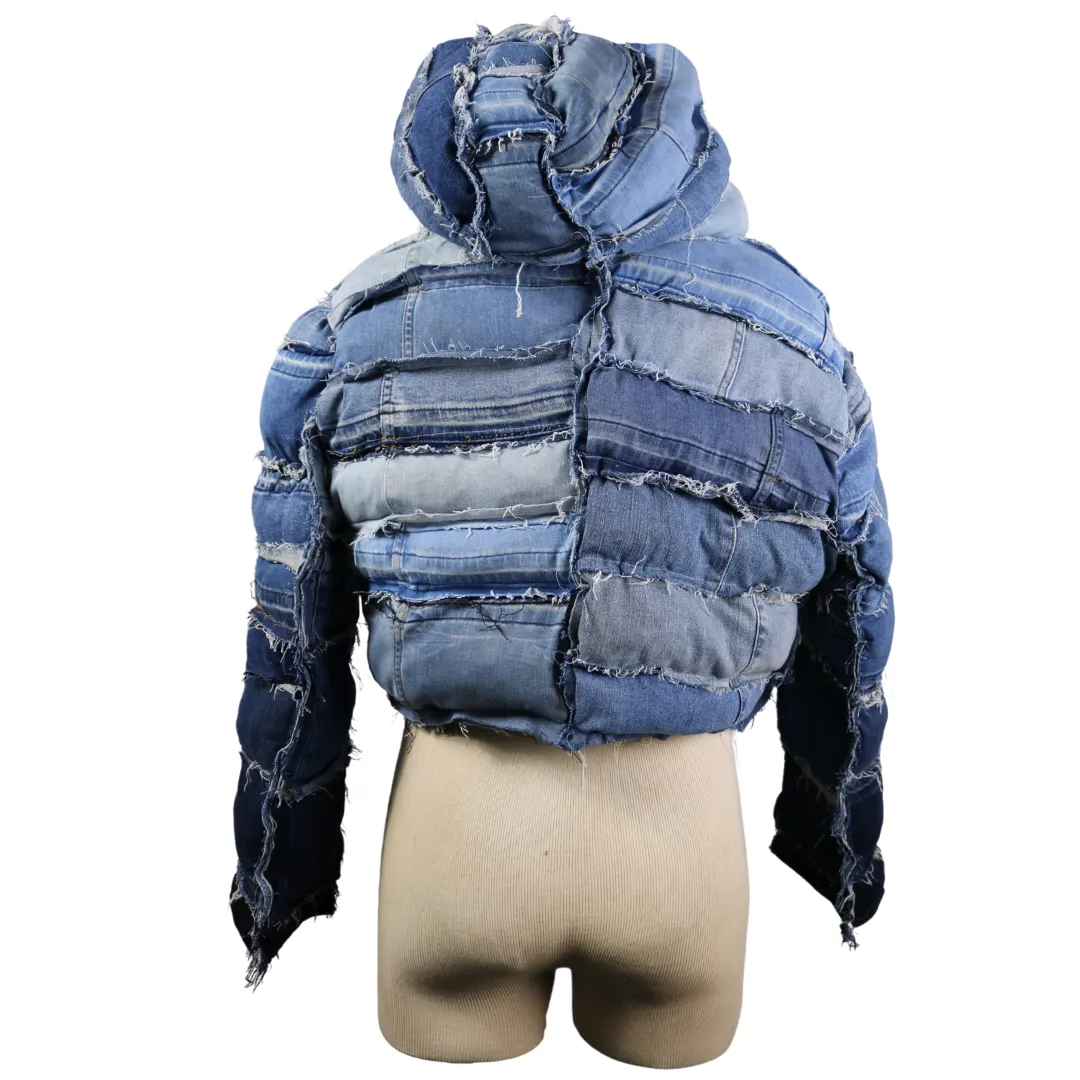 Heavy Gloom - Cropped Denim Puffer Coat