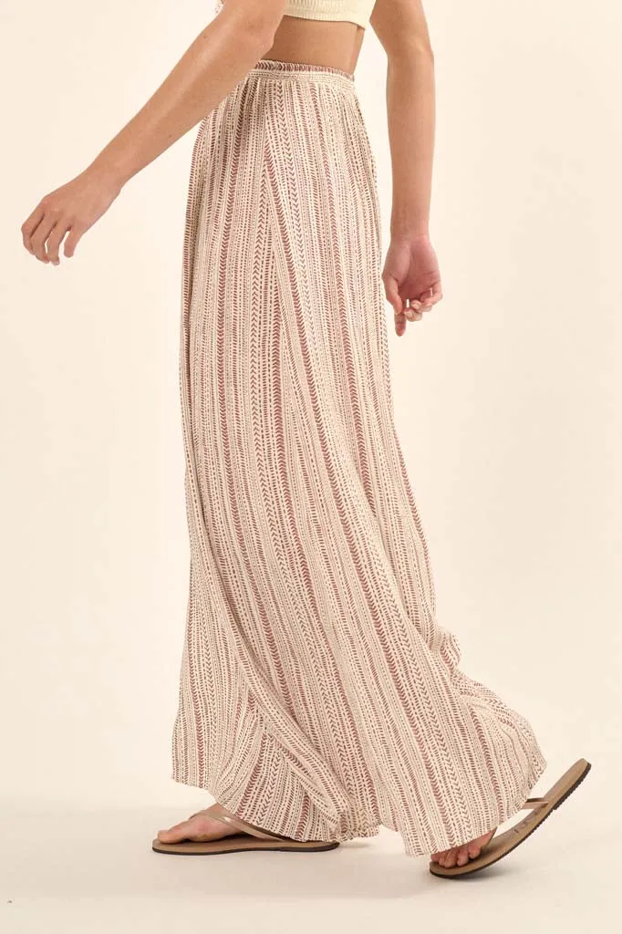 Journey Begins Geo-Print Wide-Leg Split Pants