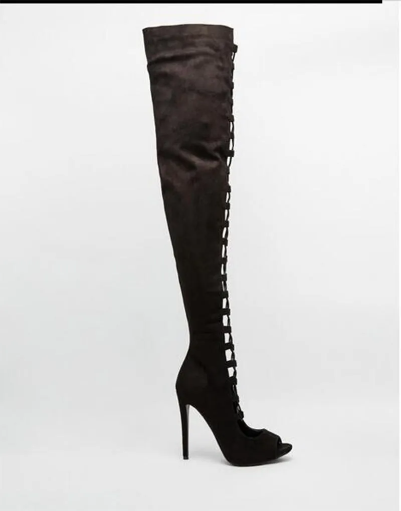 Lace Back Stiletto Boots