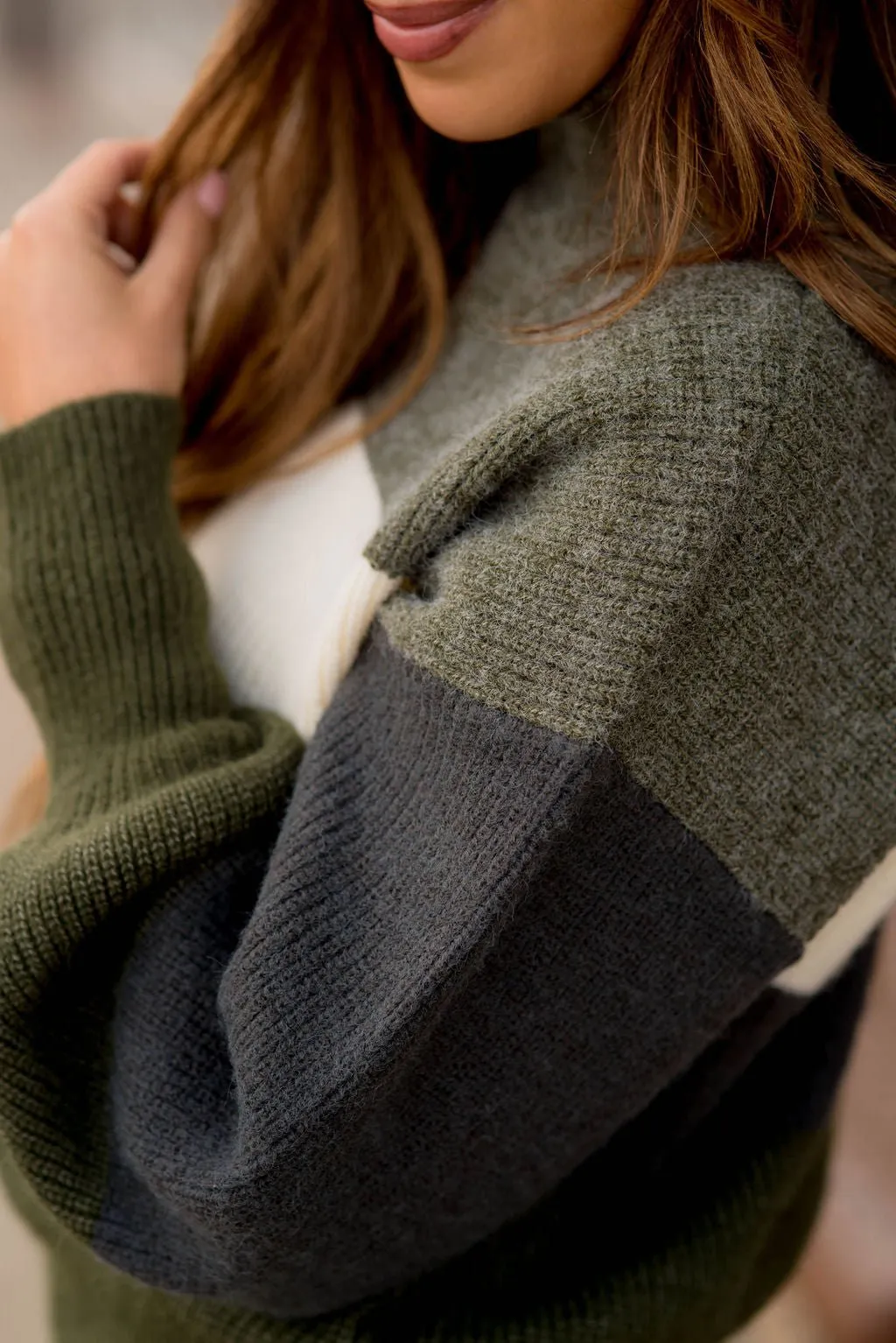 Marled Quad Colored Turtle Neck Sweater