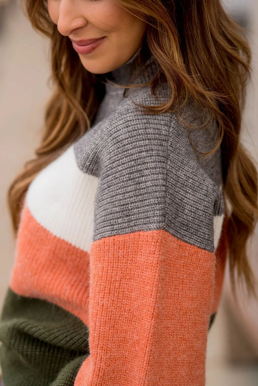 Marled Quad Colored Turtle Neck Sweater