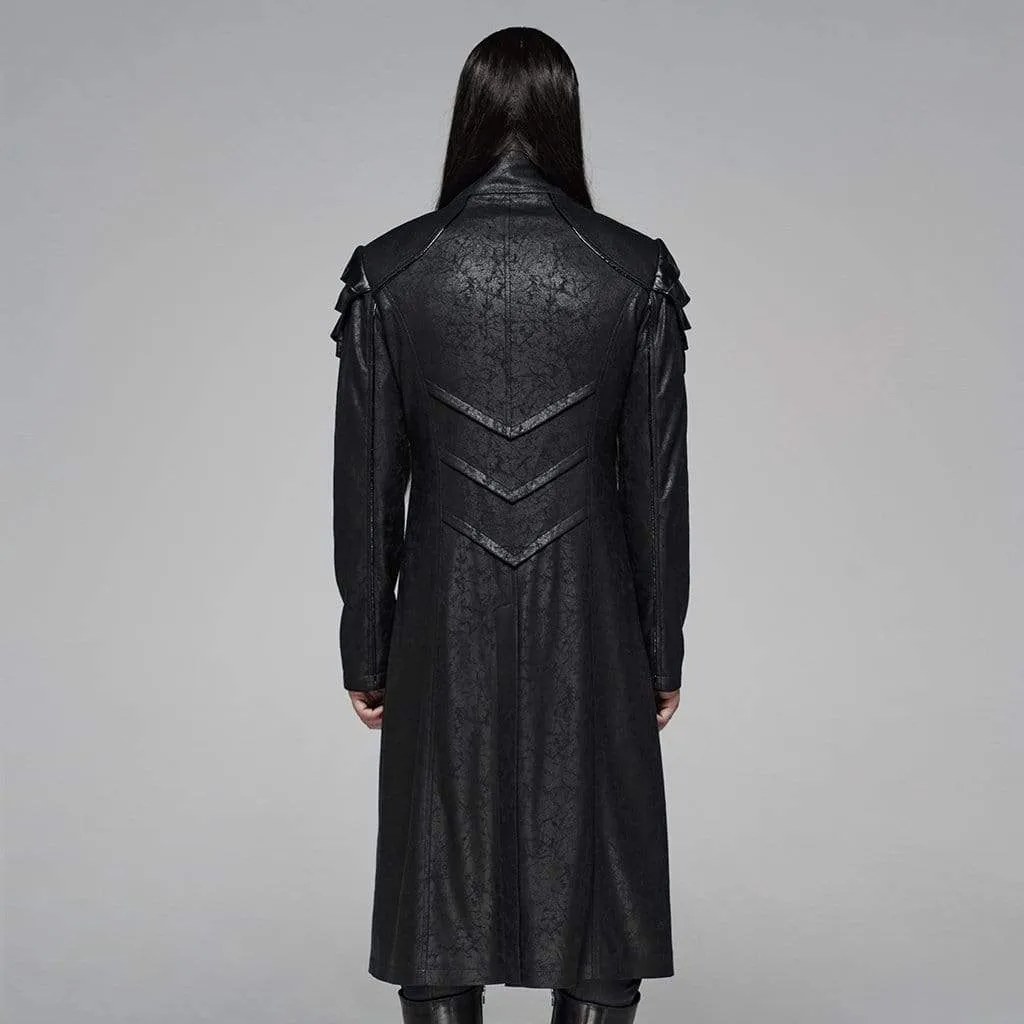 Men's Goth Military Style Stand Collar Long Coat