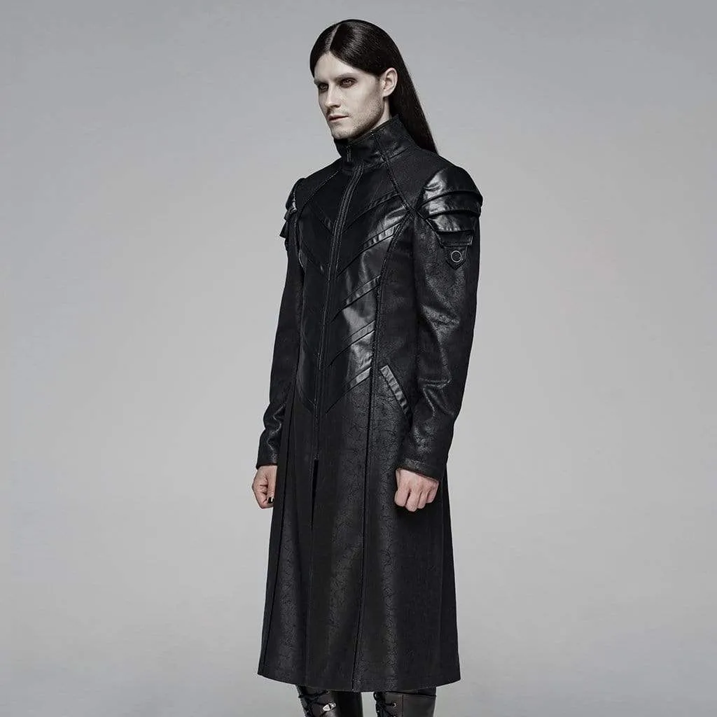 Men's Goth Military Style Stand Collar Long Coat