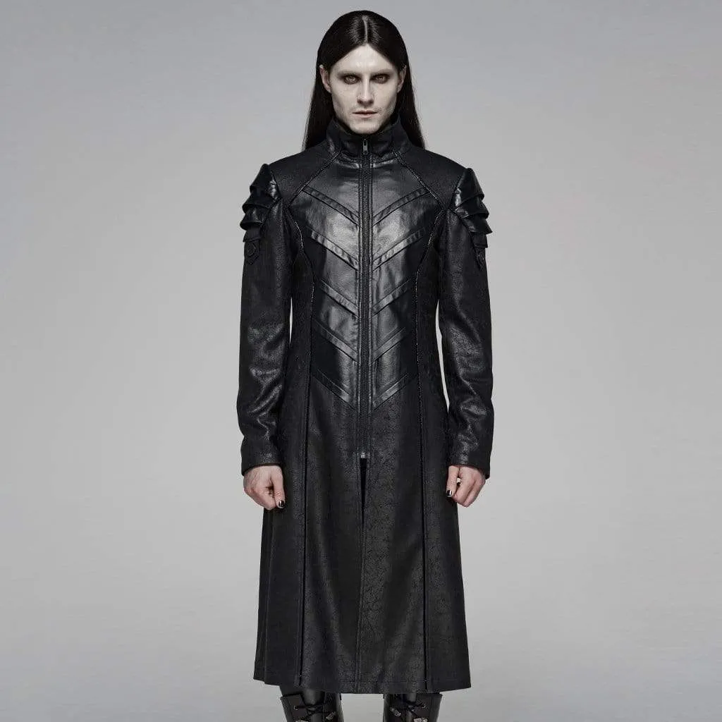 Men's Goth Military Style Stand Collar Long Coat