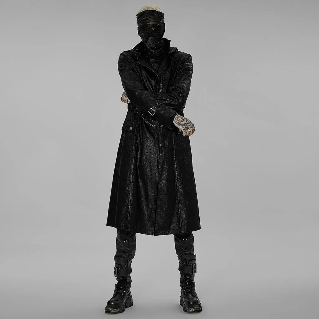 Men's Gothic Asymmetric Zipper Long Coat with Hood