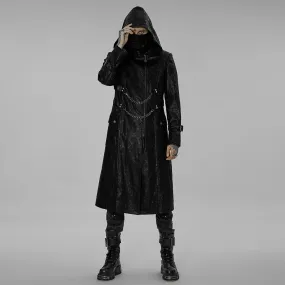 Men's Gothic Asymmetric Zipper Long Coat with Hood