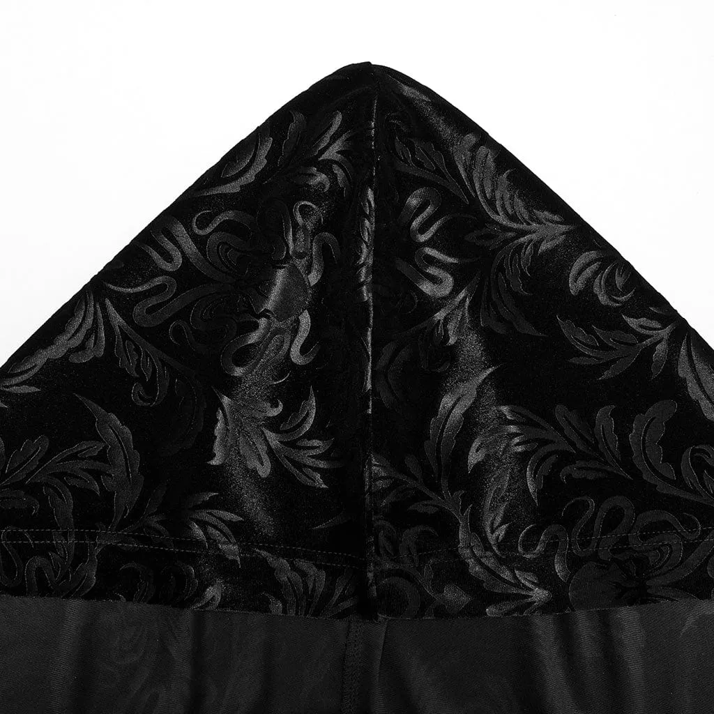 Men's Gothic Floral Velvet Coat with Hood