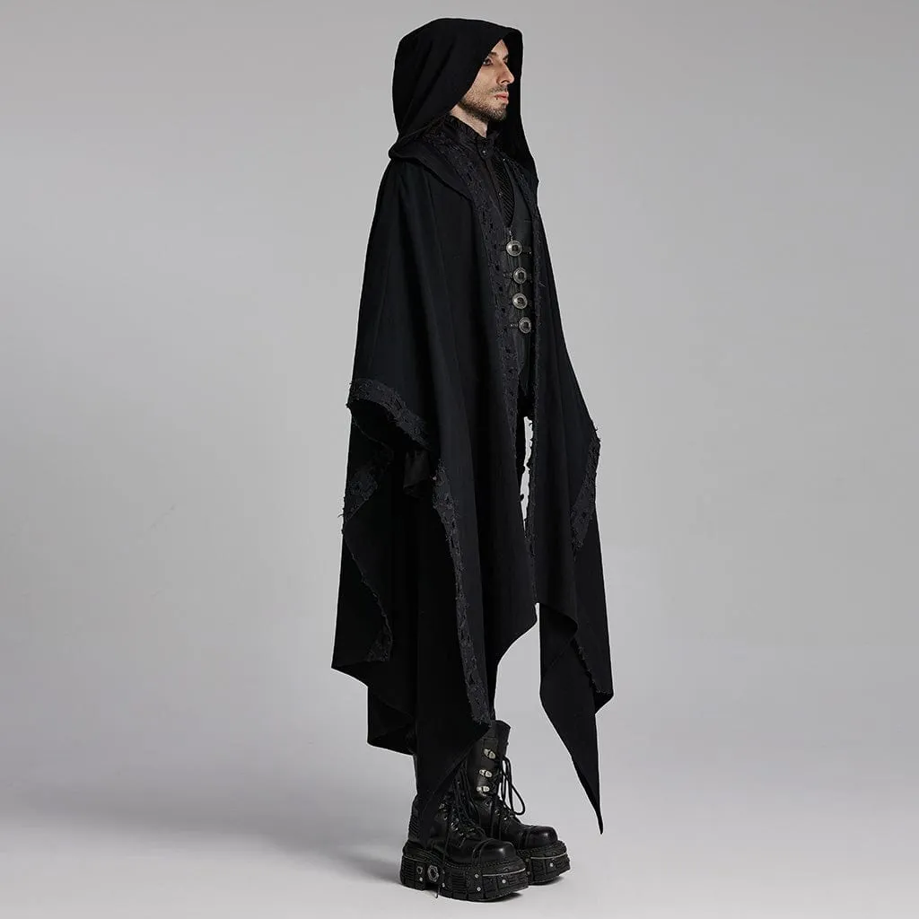 Men's Gothic Ripped Coat with Hood