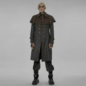 Men's Punk Cloak Splice Buckles Long Coat