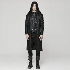 Men's Punk Crackled Mesh Splice Coat