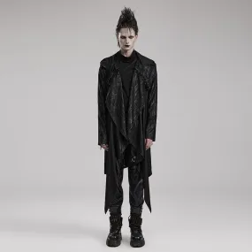 Men's Punk Pleated Long Coat with a Hood