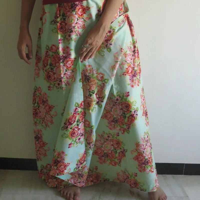 Mint Floral Wrap Around Skirt